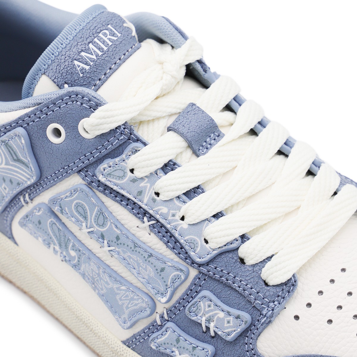 BLUE AND WHITE LEATHER BANDANA SKEL...