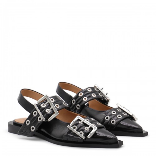 BLACK LEATHER FLATS 2