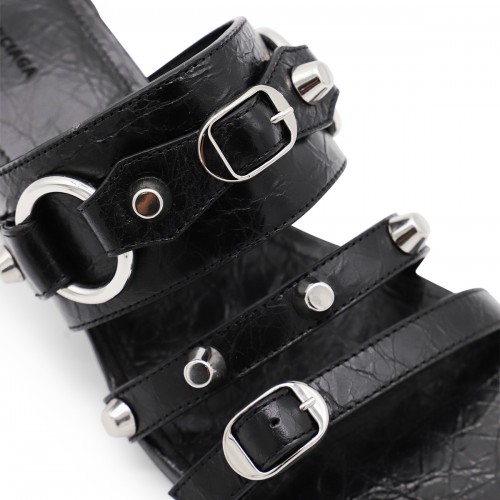 BLACK LEATHER CITY SANDALS