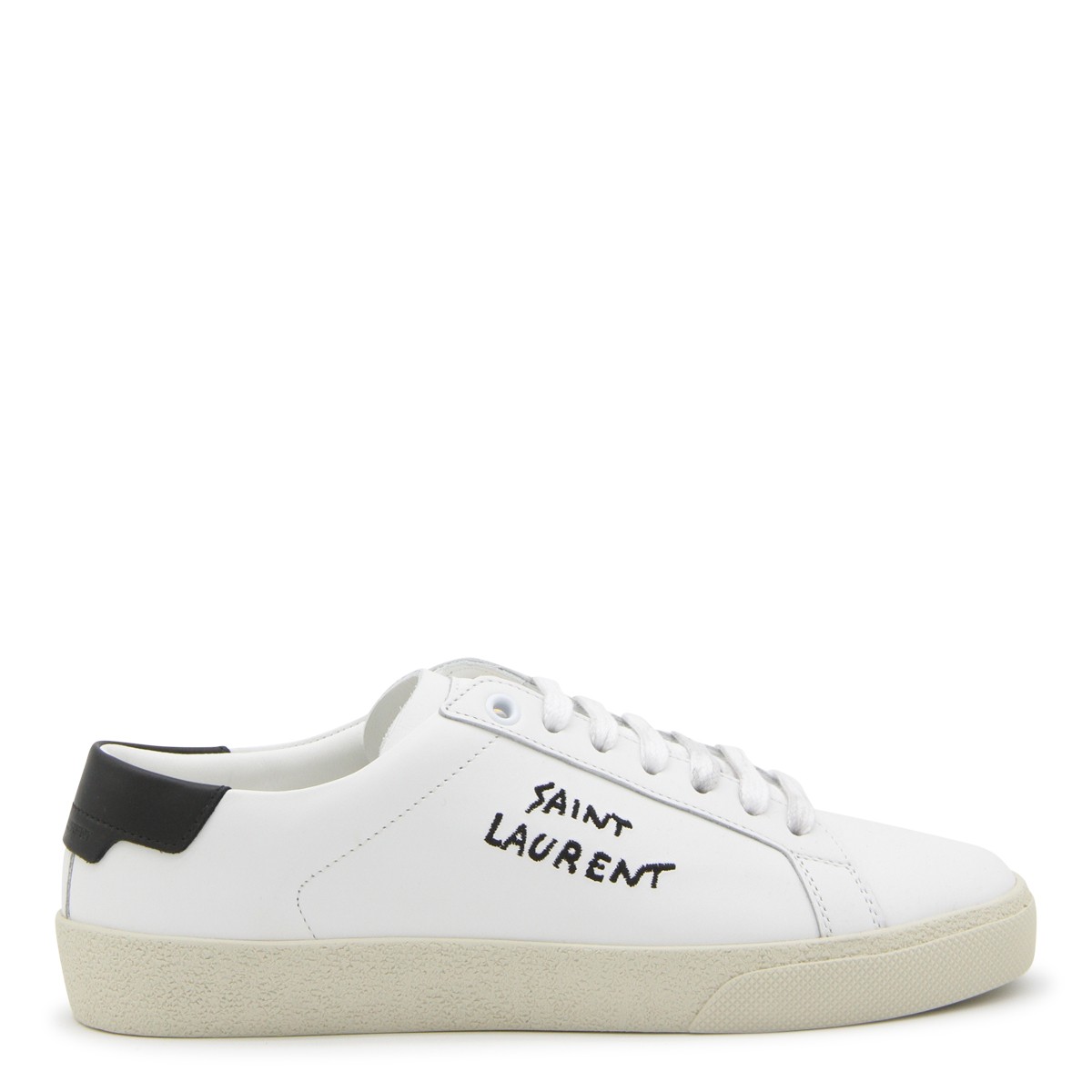 WHITE AND BLACK LEATHER SL/06 SIGNATURE SNEAKERS