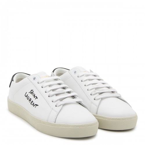 WHITE AND BLACK LEATHER SL/06 SIGNATURE SNEAKERS