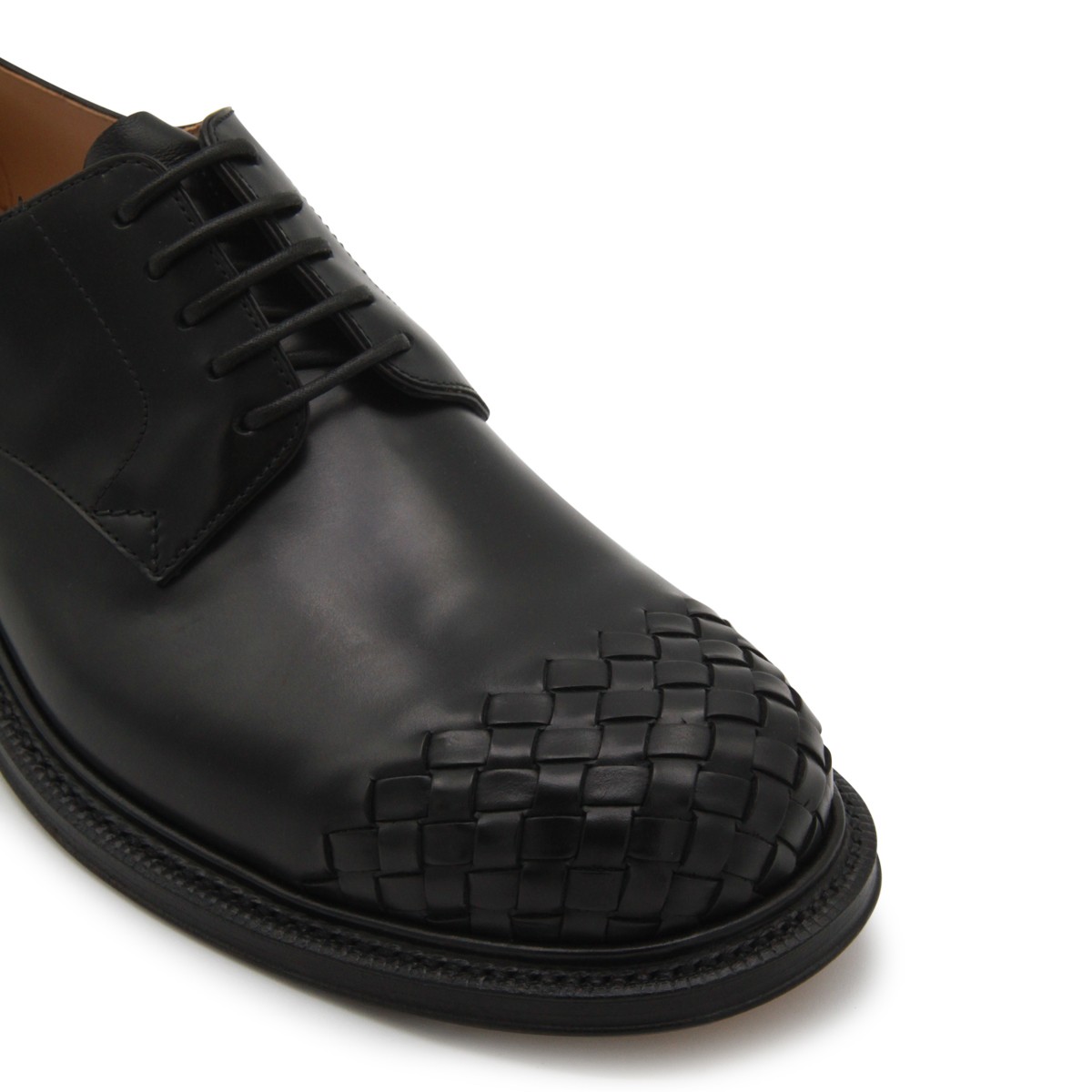 BLACK LEATHER LACE UP SHOES