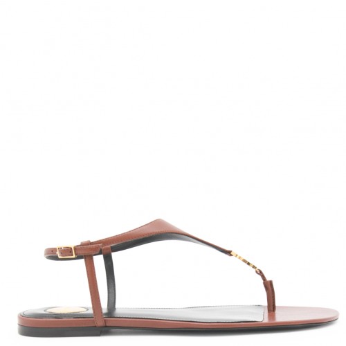 BROWN LEATHER CASSANDRE FLATS