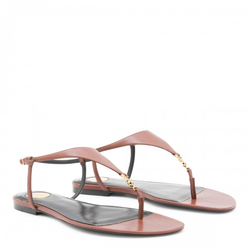 BROWN LEATHER CASSANDRE FLATS