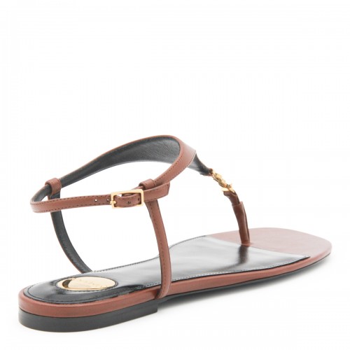 BROWN LEATHER CASSANDRE FLATS