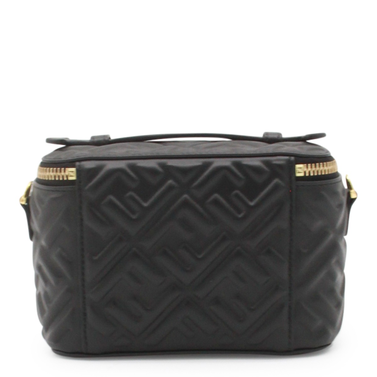 BLACK LEATHER VANITY NAP TOP HANDLE BAG