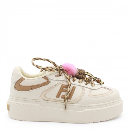 WHITE AND BROWN LEATHER MATCH SNEAKERS