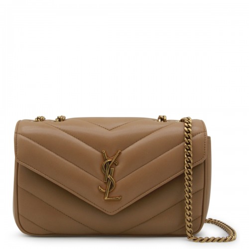 BROWN LEATHER LOULOU SMALL TOP HANDLE BAG