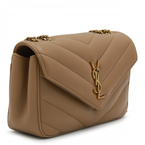 BROWN LEATHER LOULOU SMALL TOP HANDLE BAG