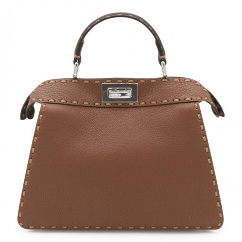 BROWN LEATHER PEEKABOO ISEEU SMALL TOP HANDLE BAG