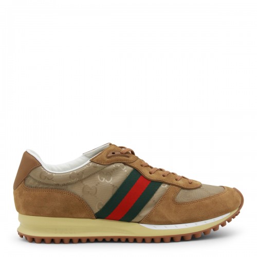 BROWN LEATHER RE-MOTION SNEAKERS