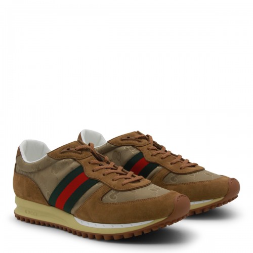 BROWN LEATHER RE-MOTION SNEAKERS