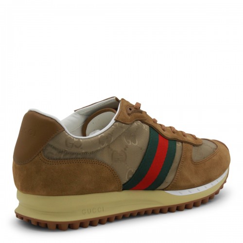 BROWN LEATHER RE-MOTION SNEAKERS