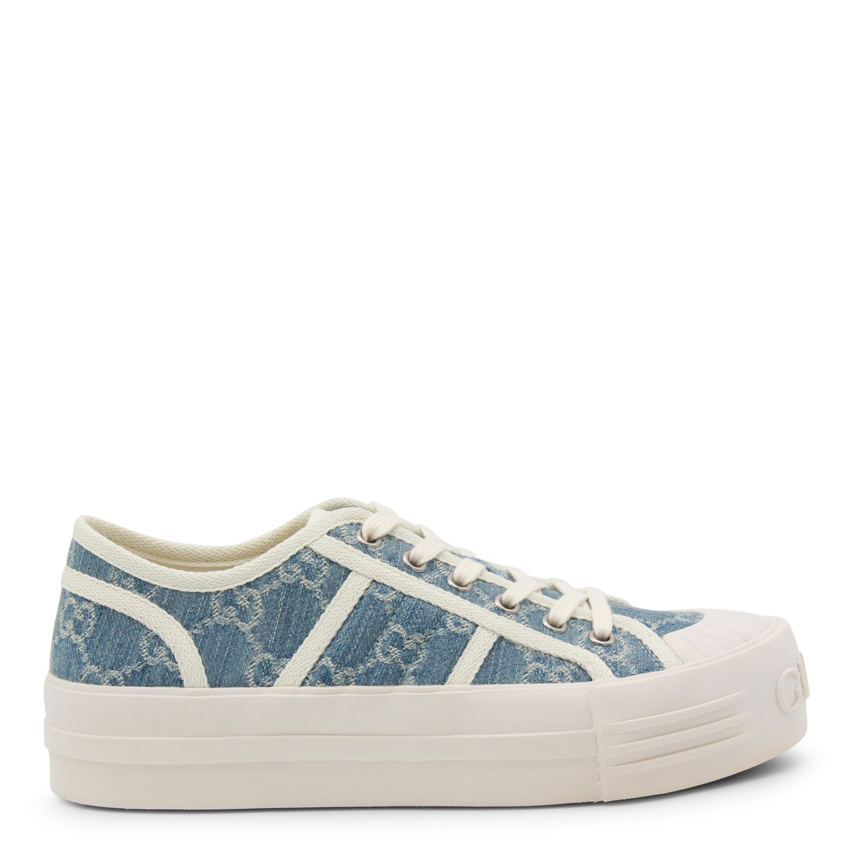 BLUE AND WHITE LEATHER SNEAKERS