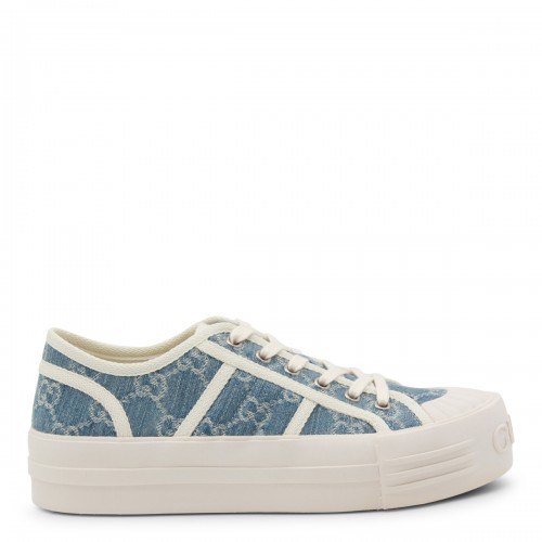 BLUE AND WHITE LEATHER SNEAKERS