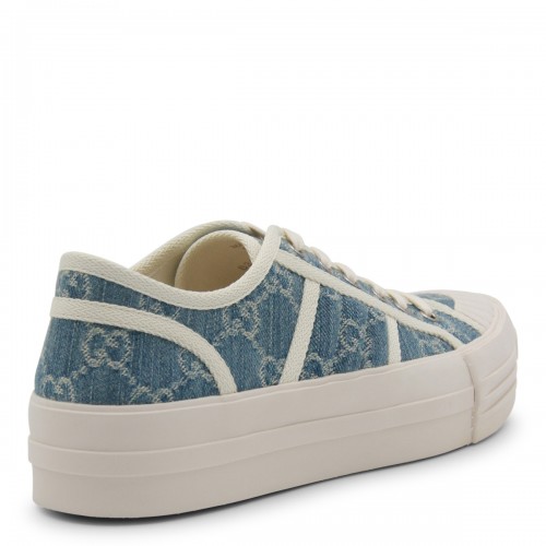 BLUE AND WHITE LEATHER SNEAKERS