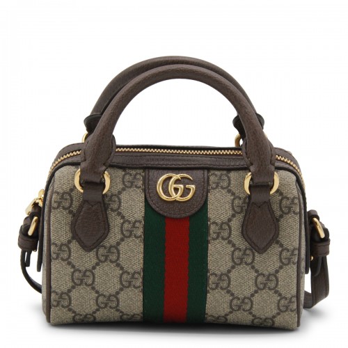 BEIGE LEATHER OPHIDIA MINI BAG