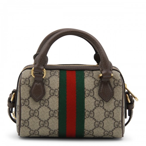 BEIGE LEATHER OPHIDIA MINI BAG