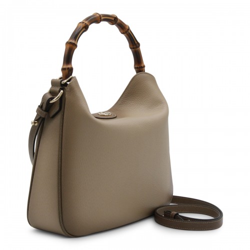 BEIGE LEATHER DIANA MEDIUM TOP HANDLE BAG