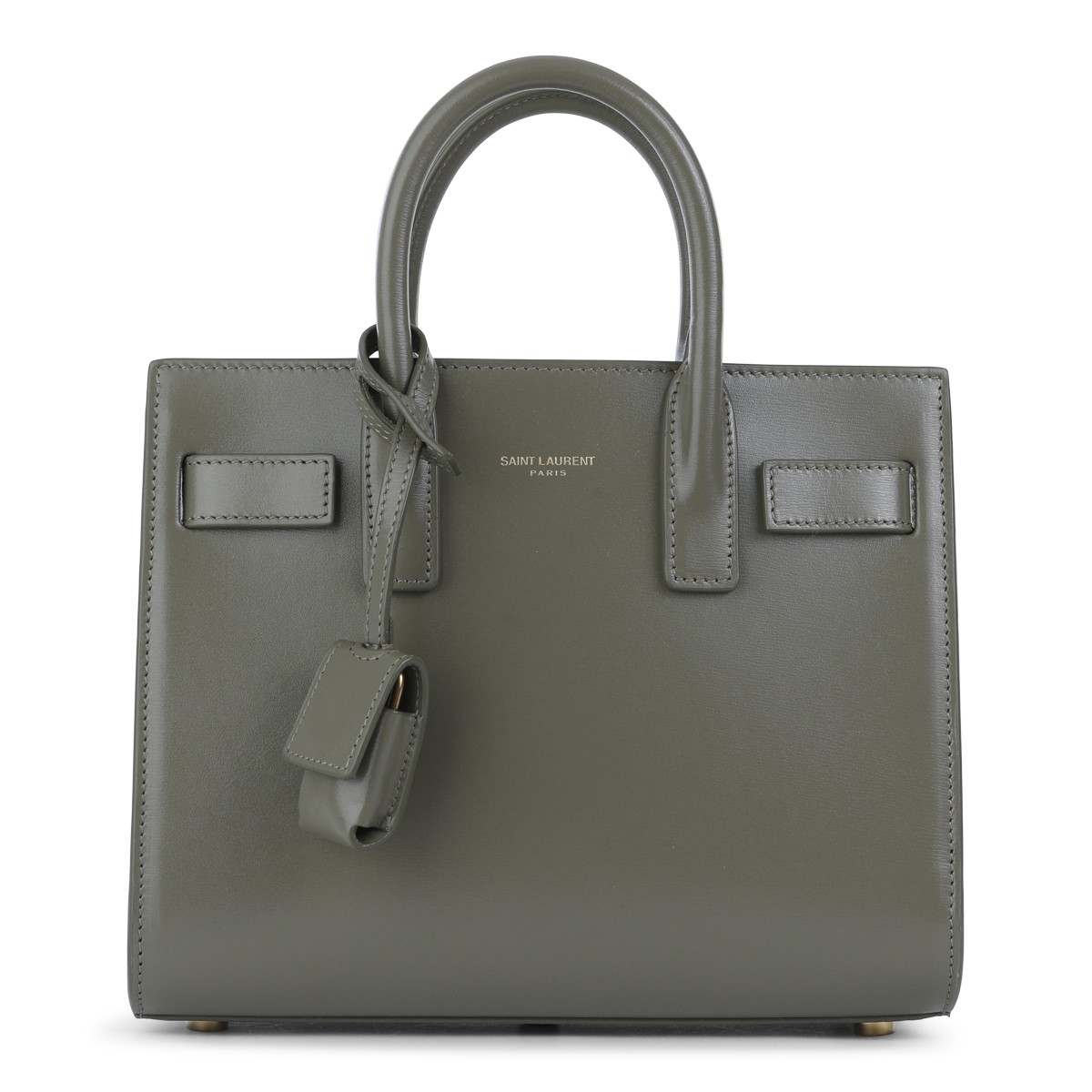 GREY LEATHER SAC DE JOUR NANO TOP HANDLE BAG