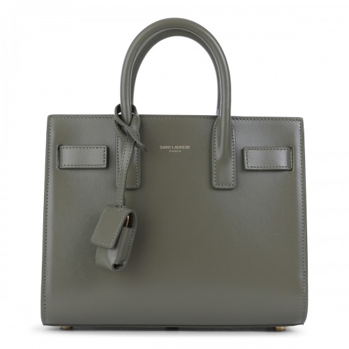 GREY LEATHER SAC DE JOUR NANO TOP HANDLE BAG