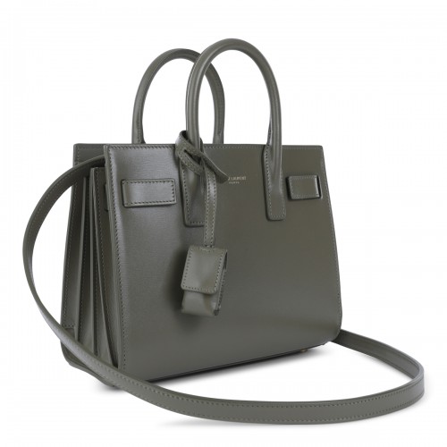 GREY LEATHER SAC DE JOUR NANO TOP HANDLE BAG
