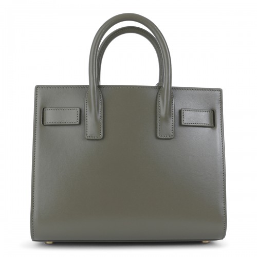 GREY LEATHER SAC DE JOUR NANO TOP HANDLE BAG