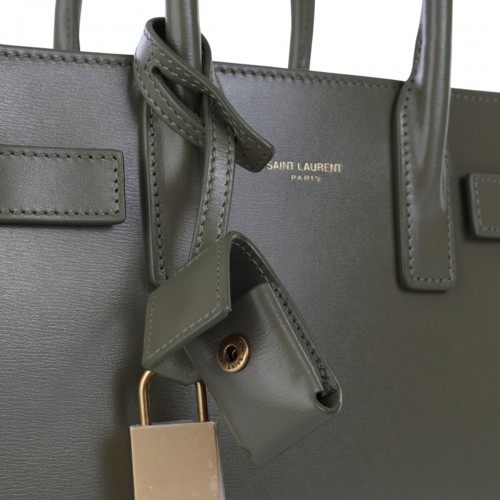 GREY LEATHER SAC DE JOUR NANO TOP HANDLE BAG