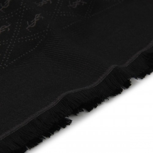 BLACK WOOL SCARF