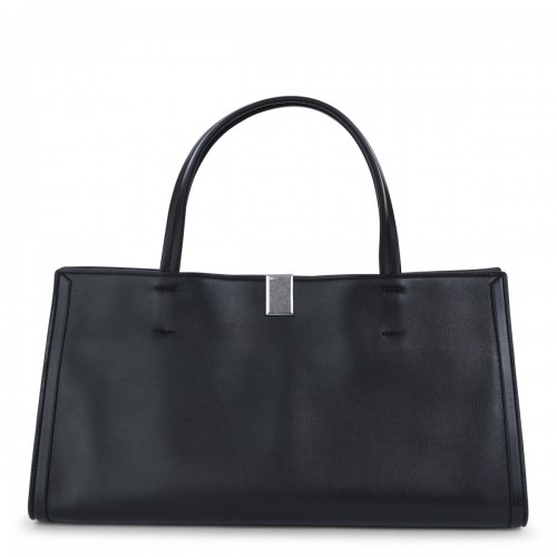 BLACK LEATHER TOP HANDLE BAG