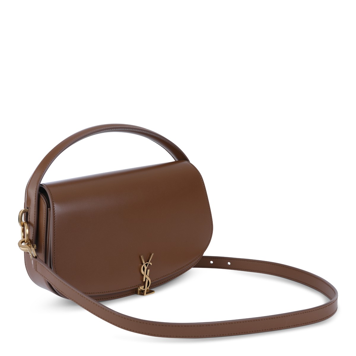 BROWN LEATHER VOLTAIRE SHOULDER BAG