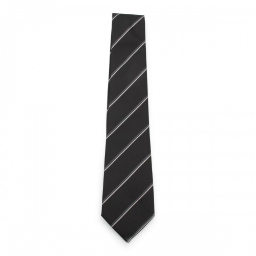 BLACK AND GREY SILK TIE
