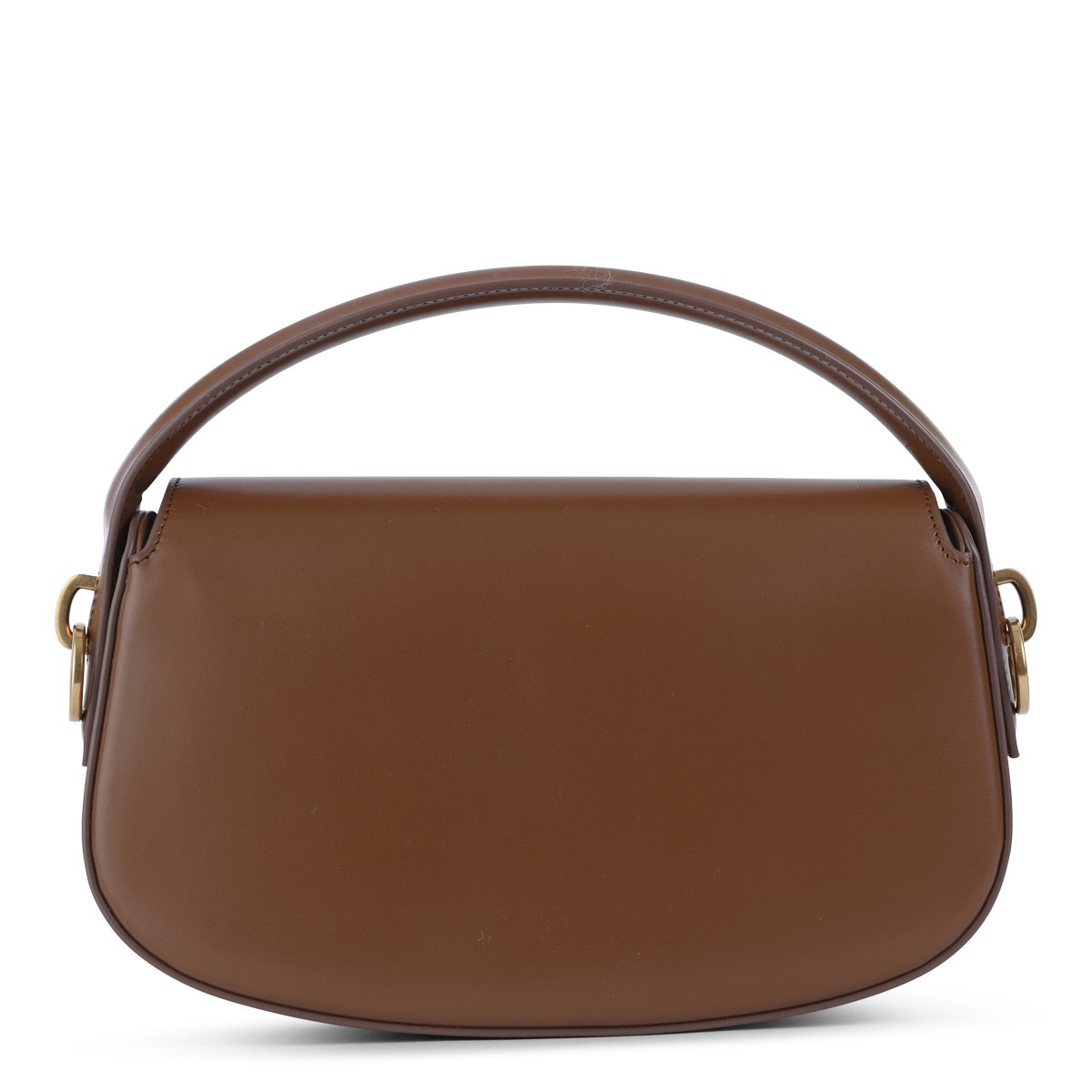 BROWN LEATHER VOLTAIRE SHOULDER BAG