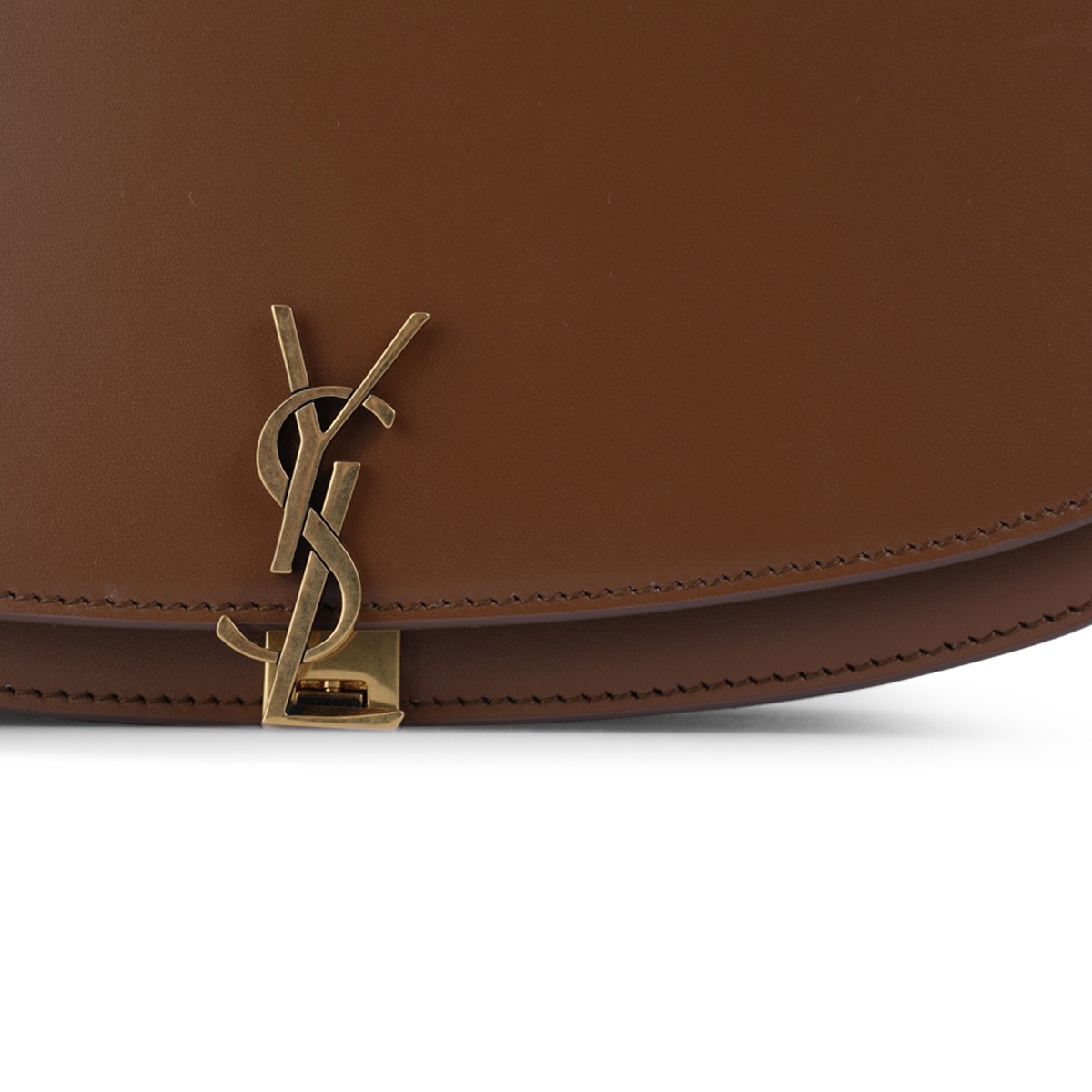 BROWN LEATHER VOLTAIRE SHOULDER BAG