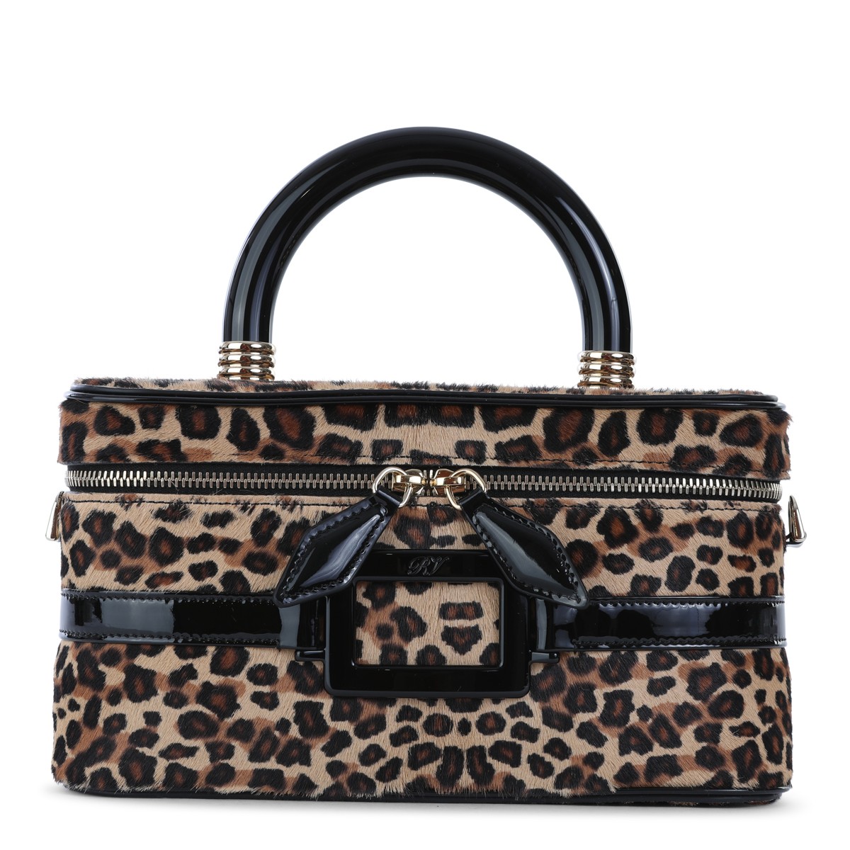 LEOPARD LEATHER BELLE VIVIER VANITY SHOULDER BAG