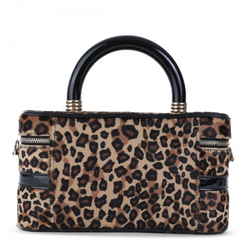 LEOPARD LEATHER BELLE VIVIER VANITY SHOULDER BAG