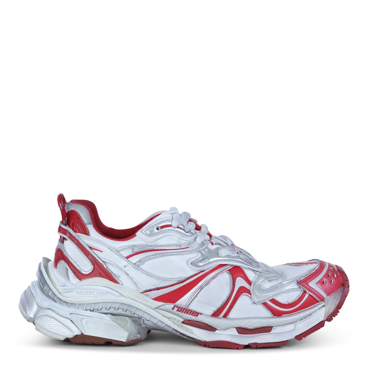 WHITE AND RED RUNNER 2.0 SNEAKERS