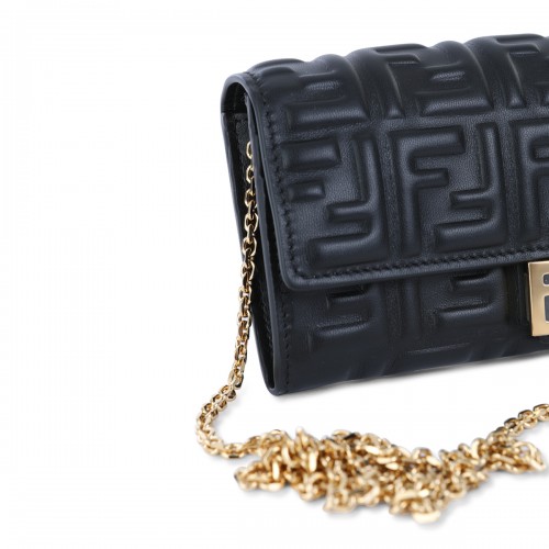 BLACK LEATHER CONTINENTAL BAGUETTE MINI BAG