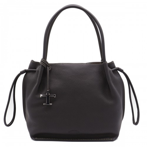 BLACK LEATHER BUZ TOTES