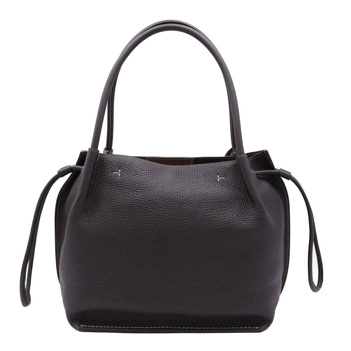 BLACK LEATHER BUZ TOTES