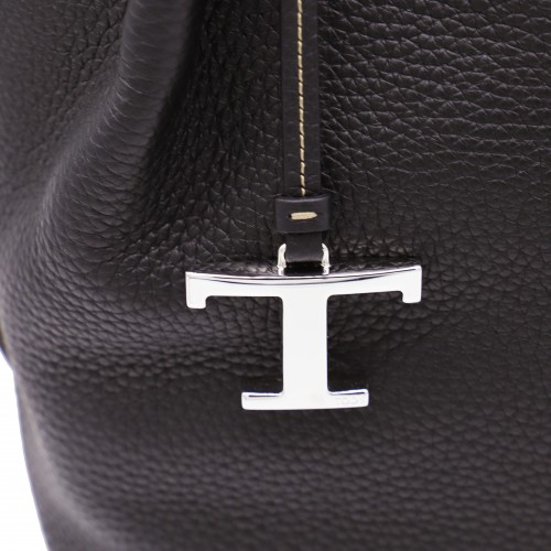 BLACK LEATHER BUZ TOTES