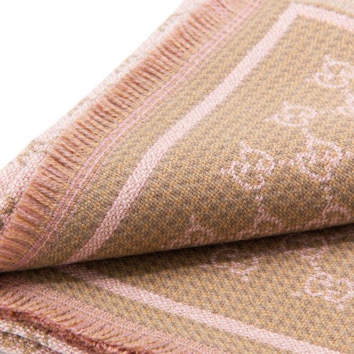 PINK AND BROWN WOOL SCARF