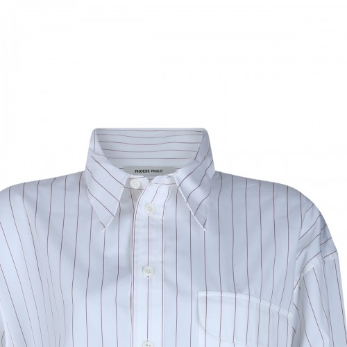 WHITE AND BORDEAUX COTTON SHIRT