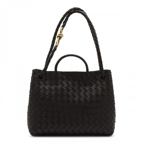 DARK BROWN LEATHER ANDIAMO SMALL TOP HANDLE BAG
