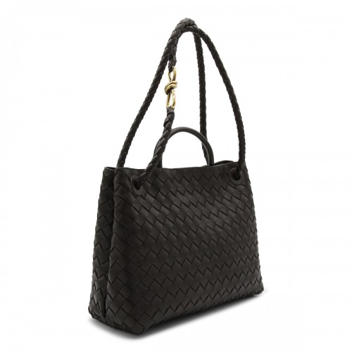 DARK BROWN LEATHER ANDIAMO SMALL TOP HANDLE BAG