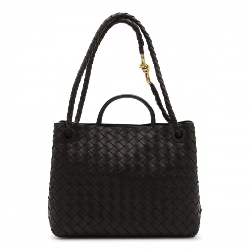 DARK BROWN LEATHER ANDIAMO SMALL TOP HANDLE BAG