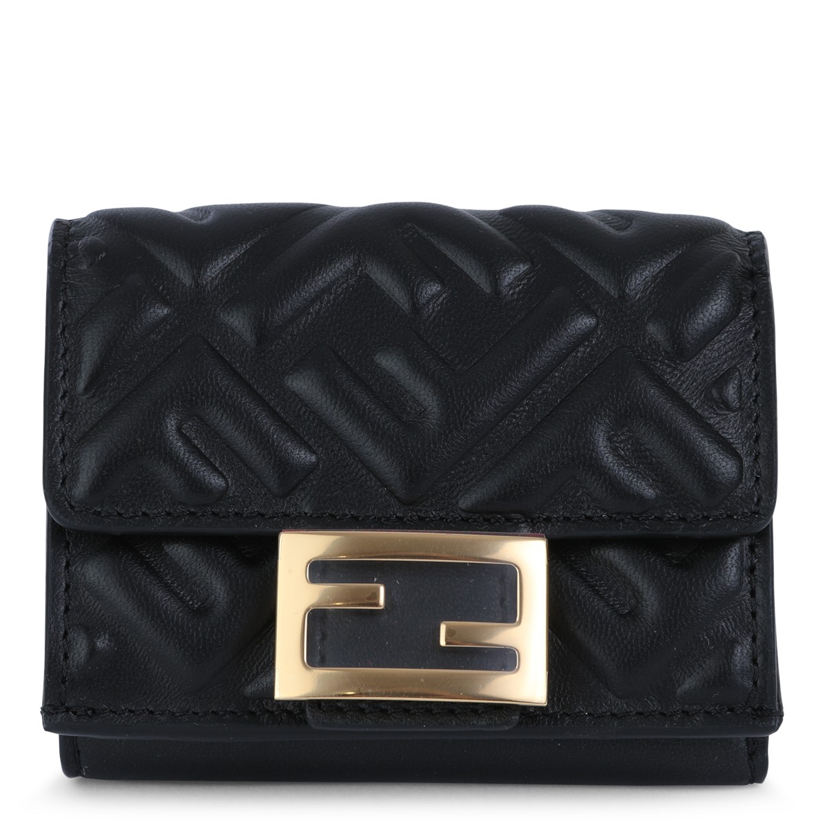 BLACK LEATHER MICRO TRIFOLD BAGUETTE MINI BAG