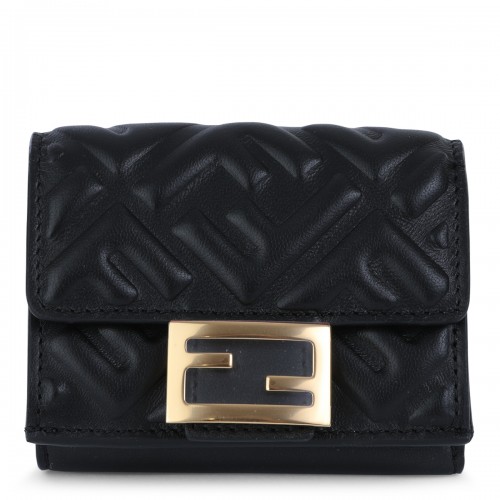 BLACK LEATHER MICRO TRIFOLD BAGUETTE MINI BAG