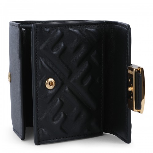 BLACK LEATHER MICRO TRIFOLD BAGUETTE MINI BAG