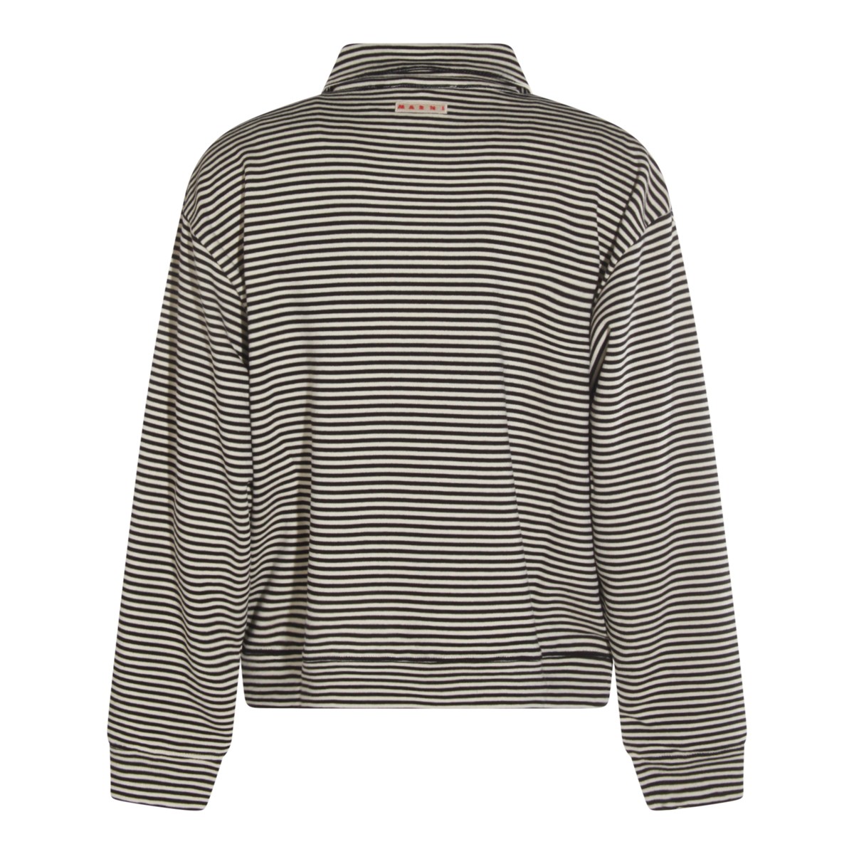 WHITE AND BLACK COTTON SWEATSHIRT